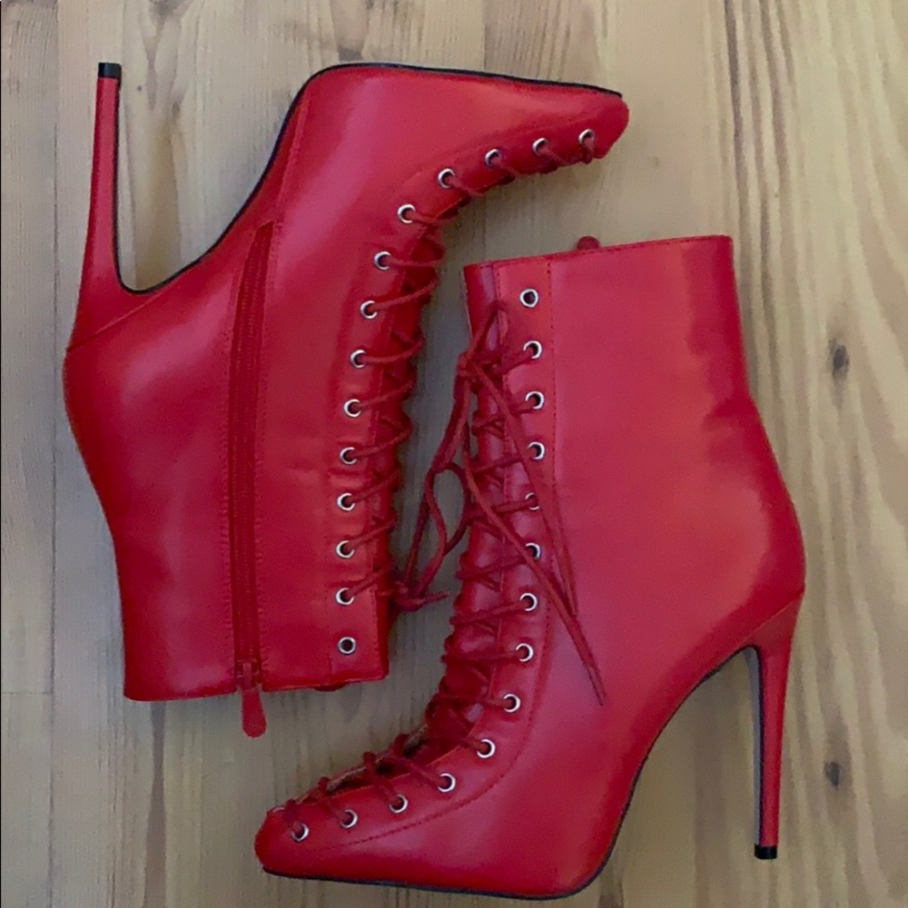 Nasty Gal Faux Leather Lace-Up Stilettos